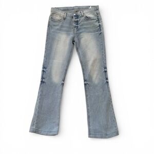 mnml Mens Western Crosshatch Flare DENIM Textured Jeans Light Wash Blue‎ Size 30